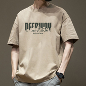 重磅纯棉短袖 上衣 潮牌潮流休闲体恤宽松五分袖 t恤男夏季 2025新款