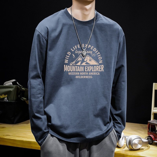 纯棉长袖t恤男士内搭上衣服