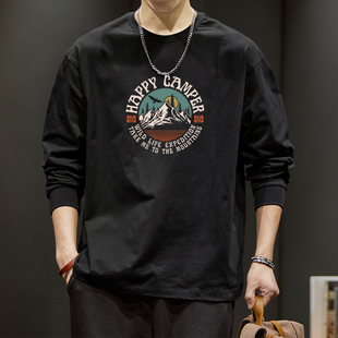 圆领百搭卫衣潮牌ins宽松打底衫 t恤男春秋季 260g纯棉长袖 2025新款