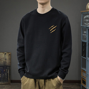 潮流束口潮流打底衫 秋季 T恤男士 260克重磅长袖 上衣服 纯棉2025新款