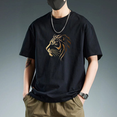 宽松百搭圆领上衣体恤男 t恤男生潮牌ins潮流夏季 2026新款 纯棉短袖