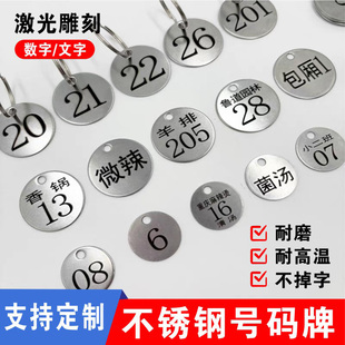 不锈钢麻辣烫数字号码牌金属手牌幼儿园水杯酒店编号钥匙牌定制