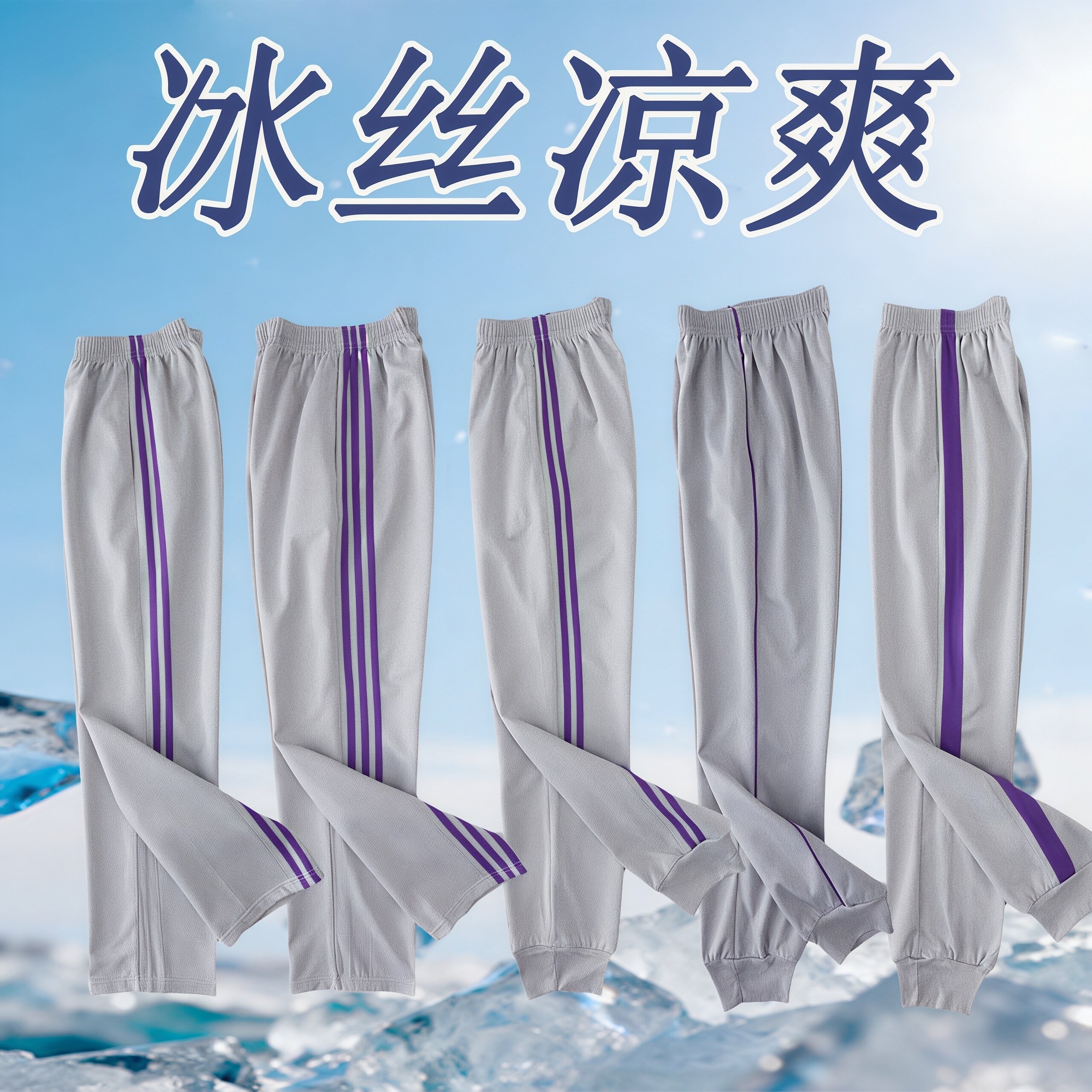 灰色学生校服裤子夏季薄款图片
