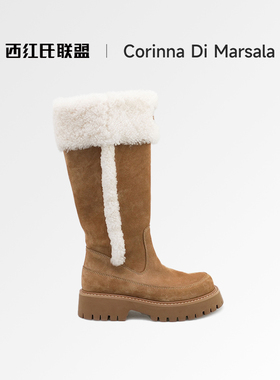 Corinna di Marsala2025冬季新款厚底加绒雪地靴女保暖高筒靴女鞋