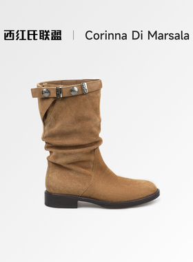 Corinna di Marsala2025新款厚底增高中筒靴女英伦风时尚女靴