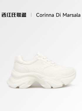 Corinna di Marsala极简白色老爹鞋女厚底增高百搭舒适休闲鞋