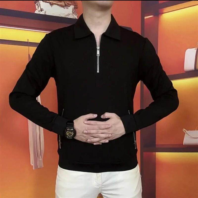 陆海丰百货商行男装秋季男士翻领长袖时尚百搭卫衣半拉链POLO衫潮