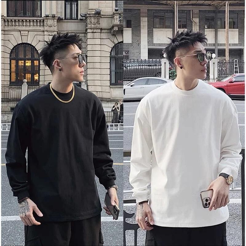 惠鑫服饰百货两件装棉束口长袖高品质纯棉长袖t恤修身男女打底衫