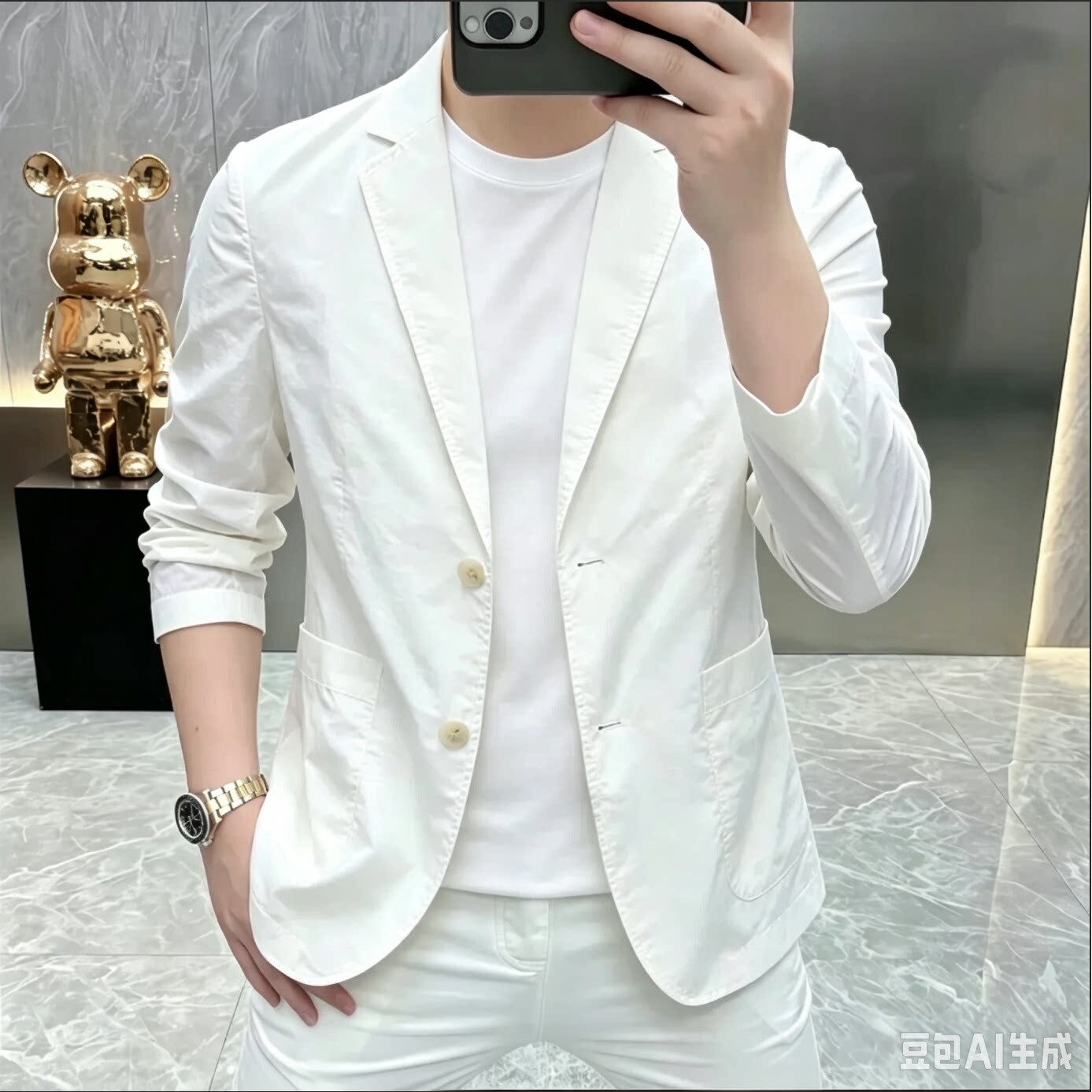 男士休闲西服春秋新款纯色单层薄款西装商务修身单西单件外套