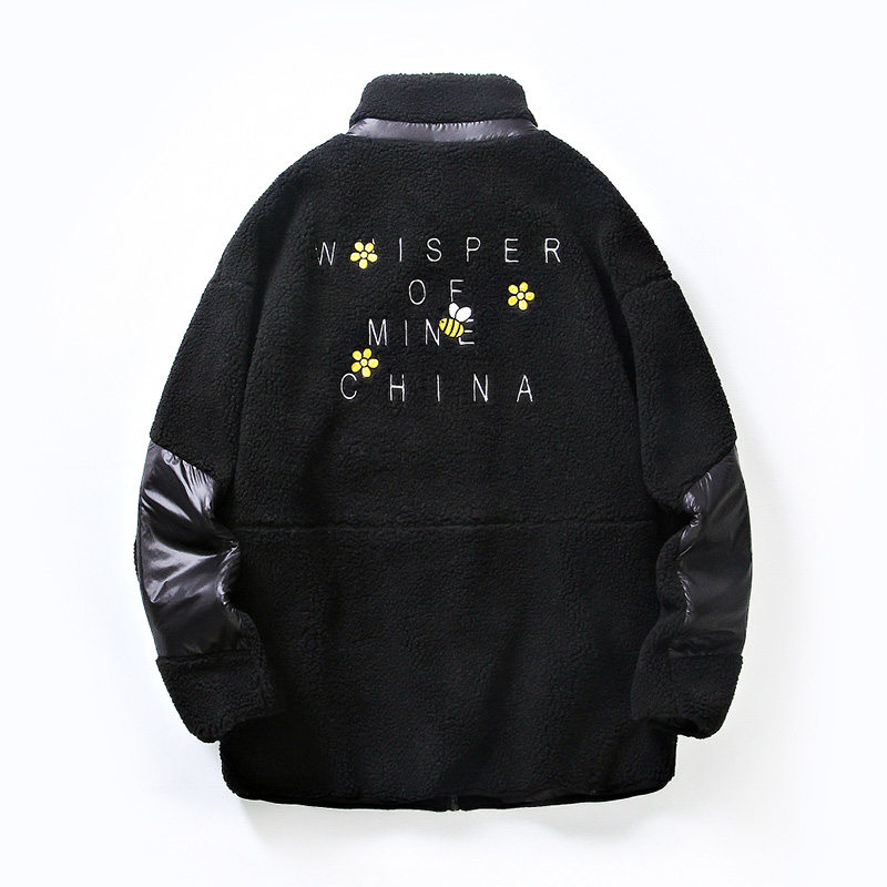 得物白底A羊羔毛摇粒绒小蜜蜂刺绣棉衣棉袄A005A-J8069P80控108,男装夹克,电商A005A