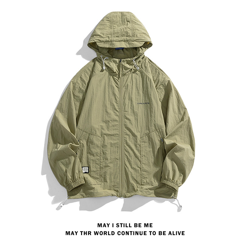 白底B户外冲锋衣男工装连帽外套薄款防水登山服防晒衣服86013-P68图片