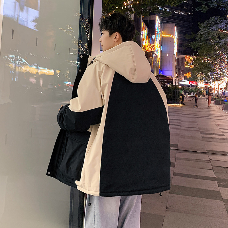 冬季外套男D工装大口袋拼色连帽羽绒加厚棉衣服冲锋衣88022-P118,男装棉衣,电商A005A