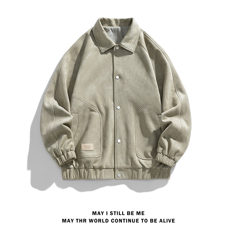 得物A春装工装大口袋西装领麂皮绒夹克外套美式飞行服86010-P100图片