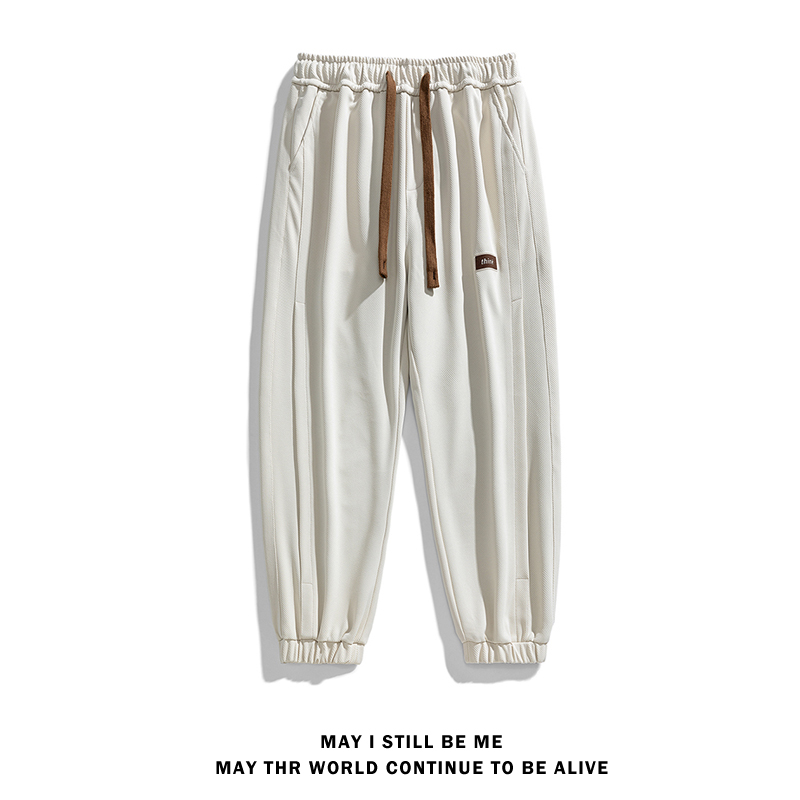 得物白底C美式高街小众设计束脚裤运动长裤卫裤KN81023-P55，男装休闲裤，电商A005A