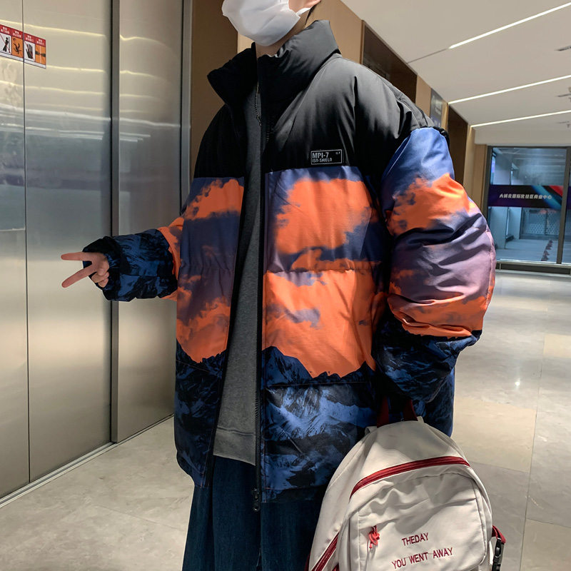 港风直播C雪山印花登山户外冲锋衣羽绒棉衣A005A-M8066P115控148,男装棉衣,电商A005A
