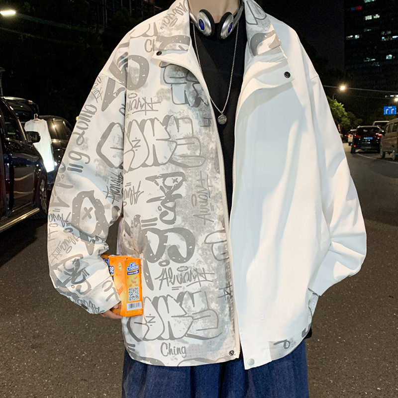 港风C春装新款小众设计感拼接涂鸦夹克美式痞帅外套J8105-P88,男装夹克,电商A005A
