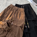 新中式I暗黑明线设计灯芯绒折褶小众设计阔腿裤水桶K203-P75控88，男装休闲裤，电商A005A