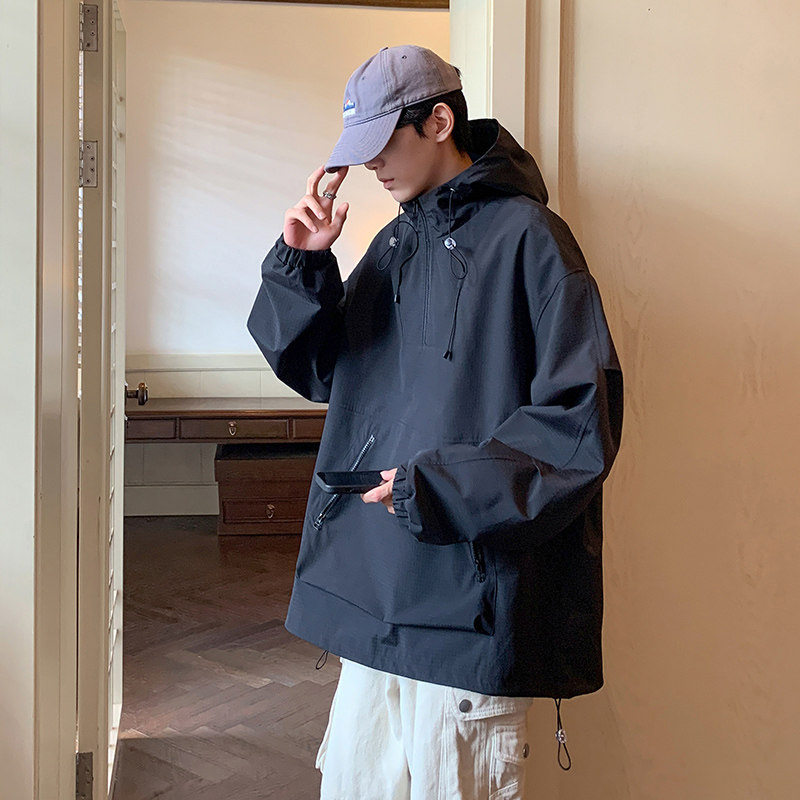 港风C连帽工装大口袋套头拉链防风冲锋衣86066-特P78图片