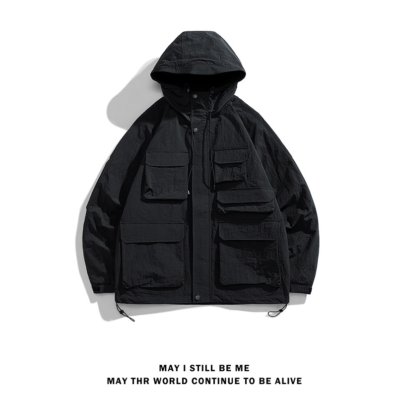 白底A工装大口袋设计连帽户外冲锋衣夹克登山服外套JN8917-P110,男装夹克,电商A005A