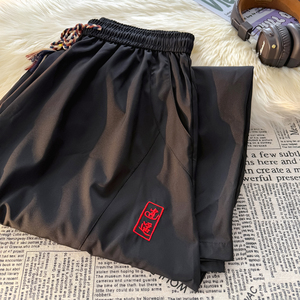 风L暗黑刺绣冰丝大桶裤宽松高级感萝卜裤阔腿裤K252-P65控88图片