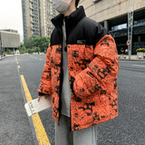港风A趣味卡通印花拼接羽绒棉服棉衣A005A-M8065P108控138，男装棉衣，电商A005A
