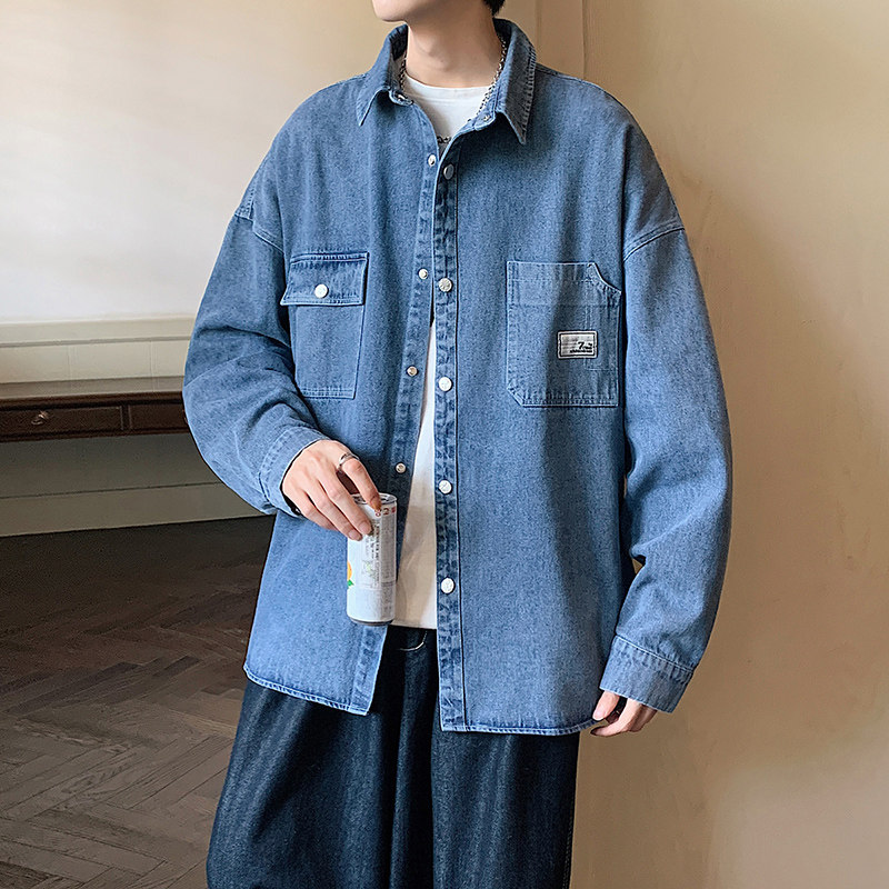 港风A工装多口袋立体剪裁衬衫夹克牛仔衣外套男86050-P88,男装衬衫,电商A005A