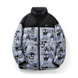 得物白底B趣味卡通印花拼接羽绒棉服棉衣A005A-M8065P108控138，男装棉衣，电商A005A