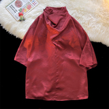 C堆堆领提花暗花小众设计山水树枝冰丝t恤T37-P65控88，商品下架区，电商A005A