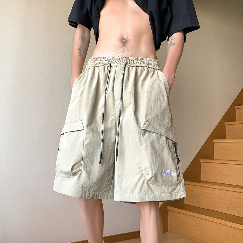 港风D山系高级感工装大口袋五分裤冰丝运动裤短裤KN8976-特P50,男装休闲裤,电商A005A