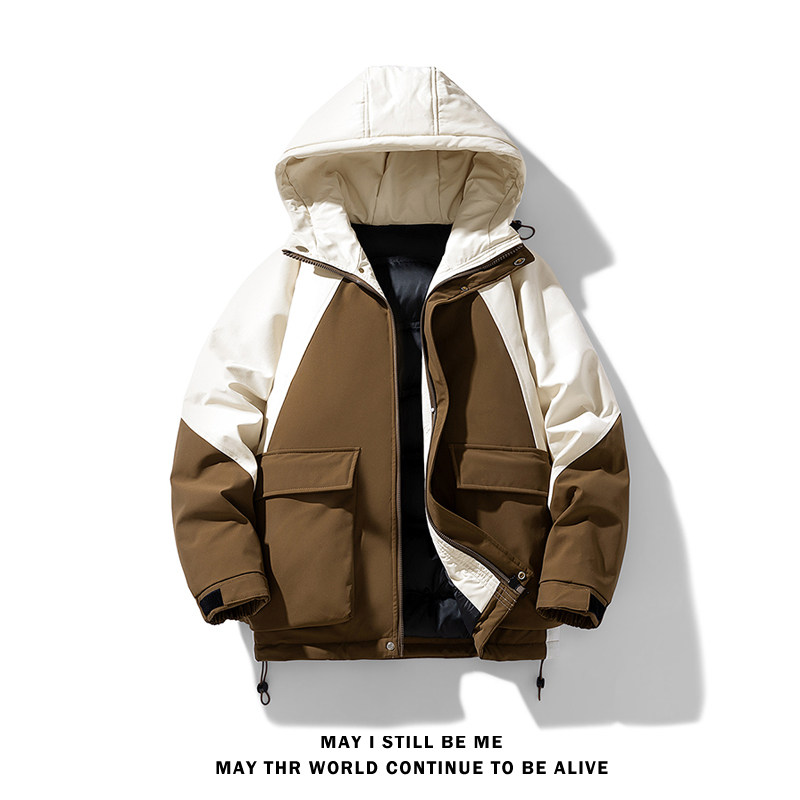 冬季外套男A工装大口袋拼色连帽羽绒加厚棉衣服冲锋衣88022-P118,男装棉衣,电商A005A