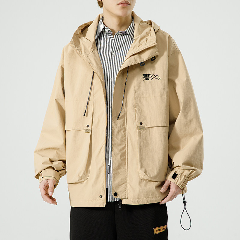 日系港风F工装大口袋冲锋衣连帽仿风登山服夹克外套JN8918-P100,男装夹克,电商A005A