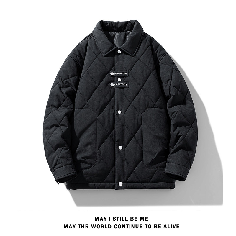 冬季外套男B菱形格子羽绒棉服加厚保暖棉衣冲锋衣男88091-特P80图片