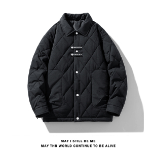 冬季外套男B菱形格子羽绒棉服加厚保暖棉衣冲锋衣男88091-特P80图片