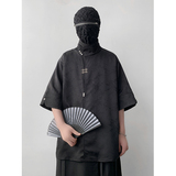 新中式风J缎面提花暗纹立领小众冰丝金属扣衬衫男CS32-P78控98，男装衬衫，电商A005A