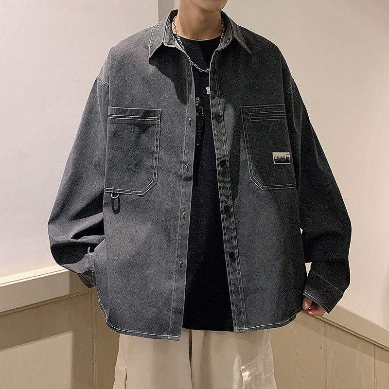 港风A牛仔工装大口袋衬衫夹克男士外套JN81028-P78,男装夹克,电商A005A