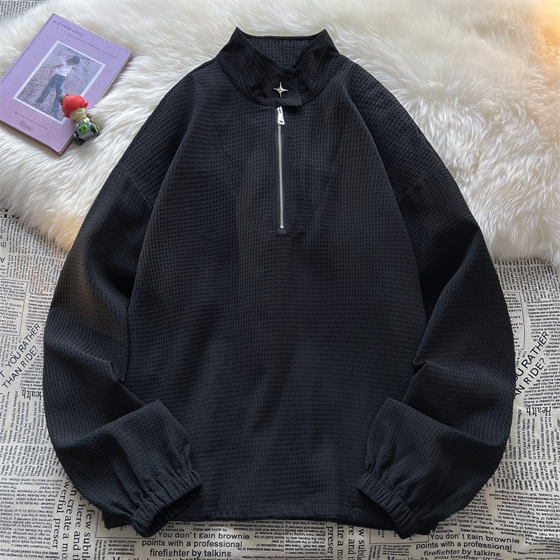 新中式A立领拉链卫衣男ins小众金属拉链套头外套潮WY02-P65控88，男装卫衣，电商A005A