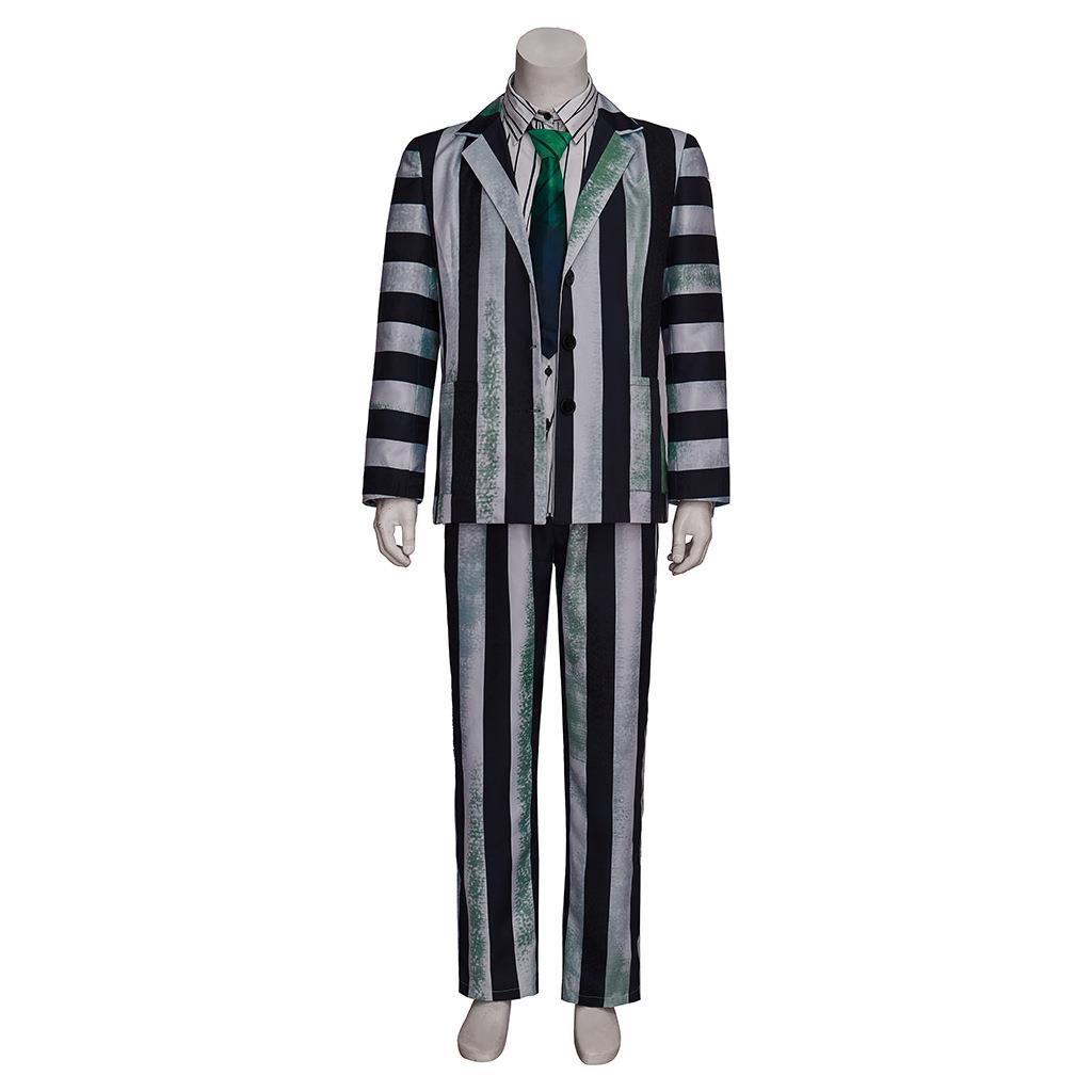 甲壳虫汁cosplay服装黑白条纹西装百老汇beetlejuice阴间大法师