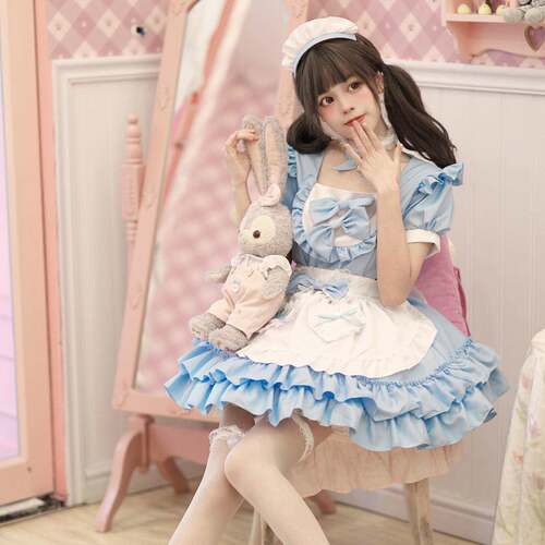 cosplay日系软妹女仆装连衣裙清纯可爱粉色女佣制服套装角色扮演