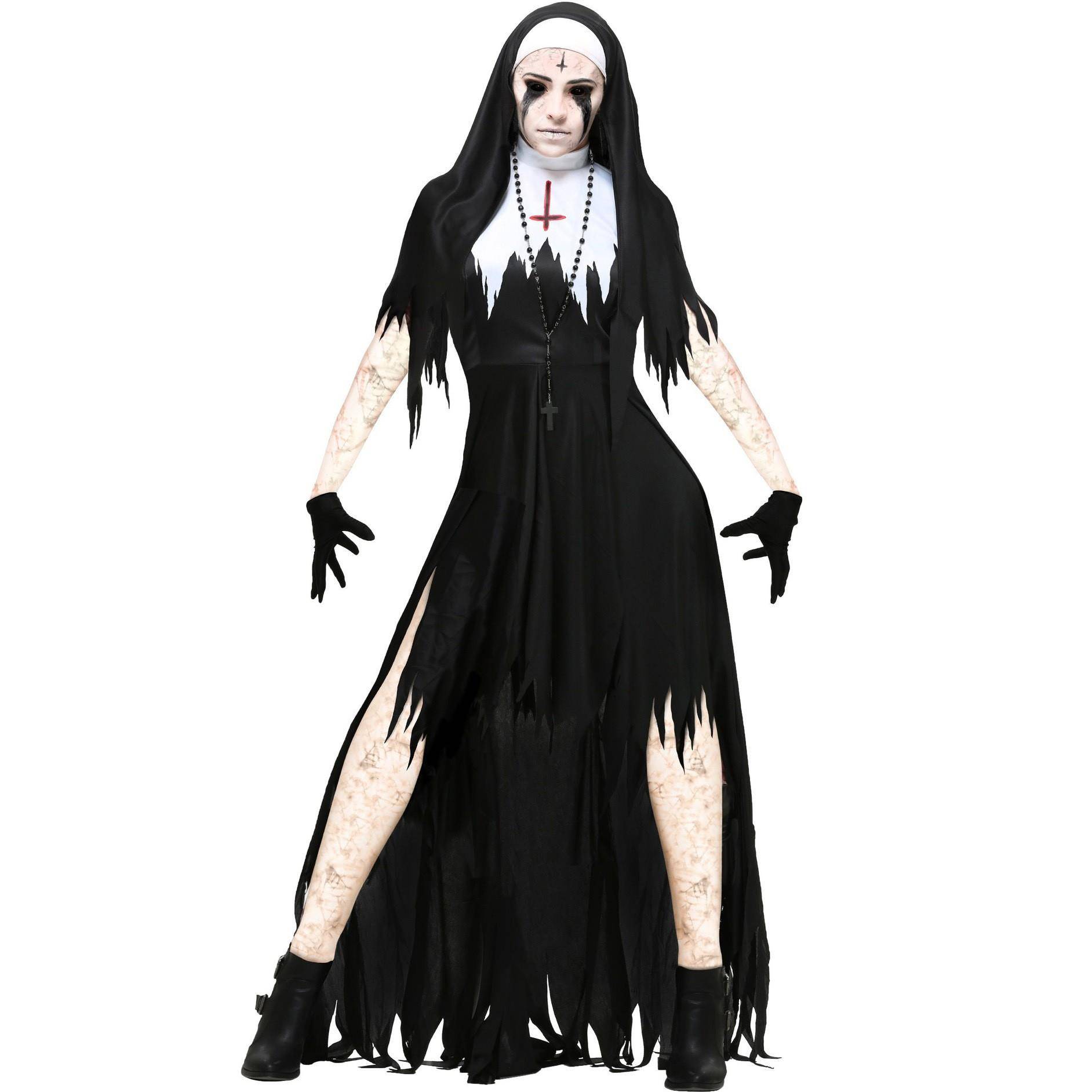 欧美 万圣节 恐怖血腥修女服装 恶魔僵尸装 cosplay 舞台演出服饰