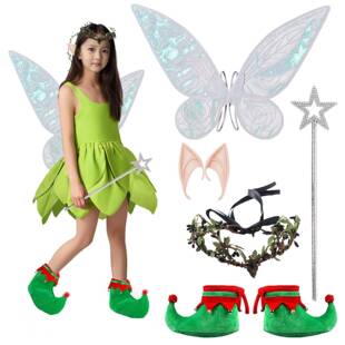 ns圣诞节绿色小精灵爱莎奇妙仙子小叮当公主裙Tinker bell新款