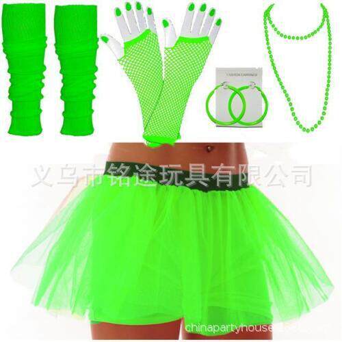 1980年代80年代套装纱裙手套耳环项链1920s Flapper girl dress