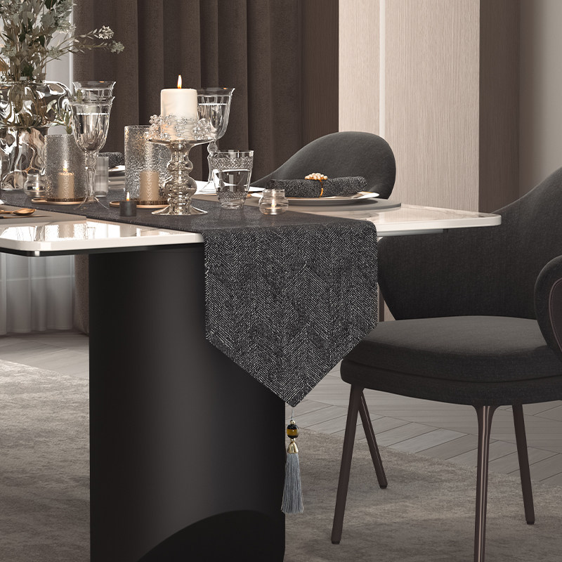 GULAN古兰桌旗黑色高级感轻奢高端布艺茶几长条布盖布鞋柜布定制,居家布艺,桌旗,淘宝优惠券,粉丝福利购,淘宝优惠卷