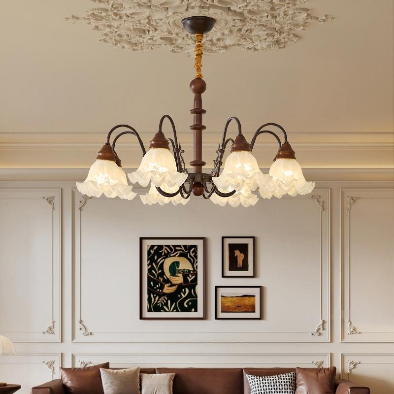 法式中古客厅灯具美式复古铃兰花大厅主灯高级感浪漫餐厅卧室吊灯