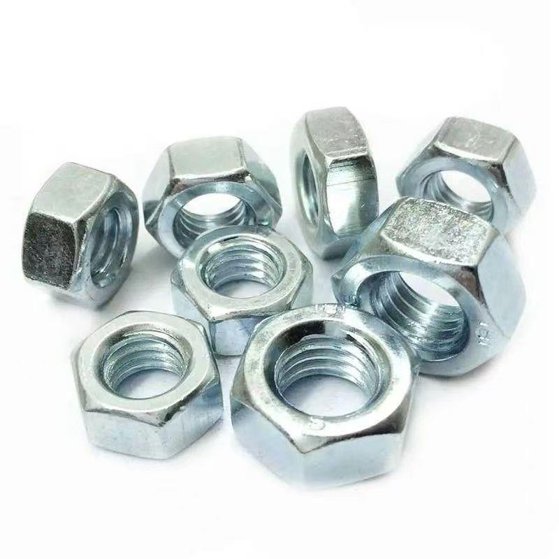 源头厂货Q235镀锌4.8级外六角螺母细牙螺母 镀蓝锌螺母规格齐全