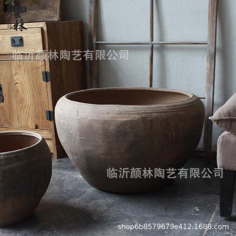泥盆瓦缸陶盆土盆花盆睡莲盆荷花盆鱼盆土陶泥缸水缸粗陶大盆复古