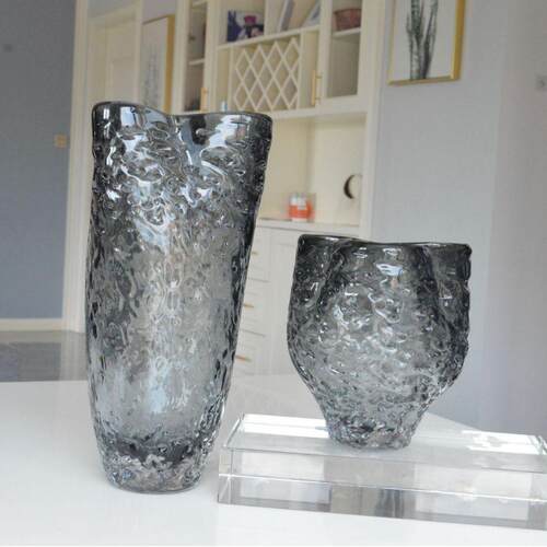 现代轻奢高端花瓶透明琉璃花器样板间卧室床头客厅插花高级感摆件