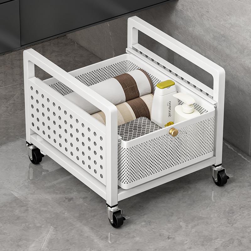 浴室柜下脏衣篮可移动带轮置物架小推车简约风卫生间多层杂物收纳
