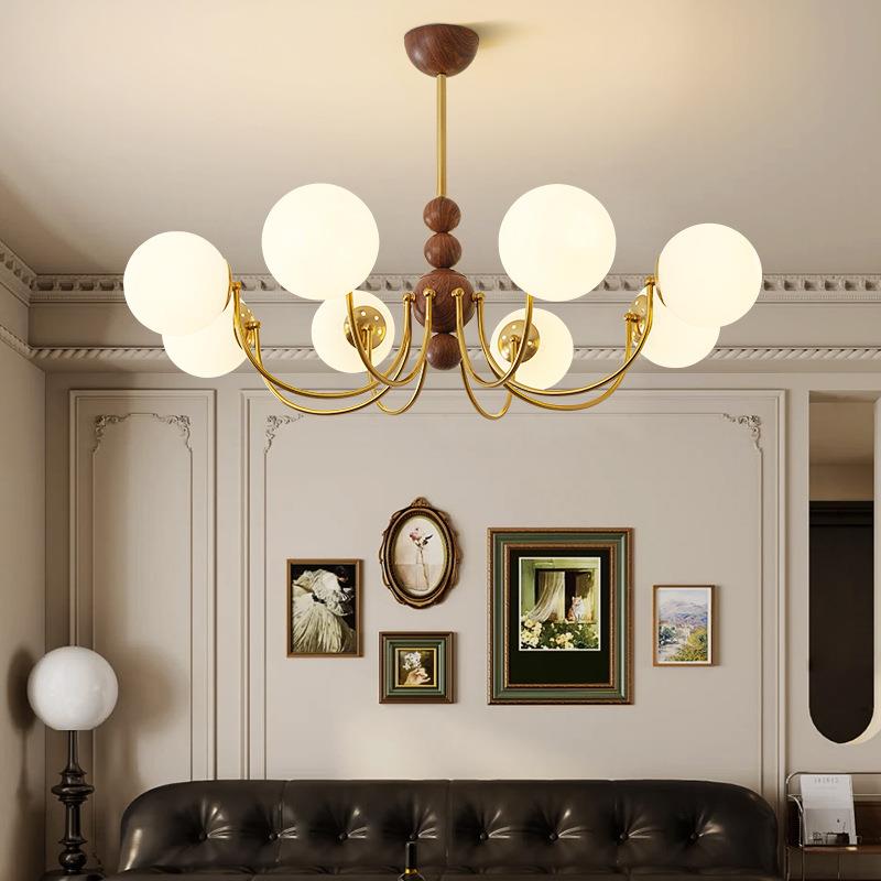 法式复古客厅灯具卧室餐厅灯中古风轻奢高级感书房间玻璃护眼吊灯