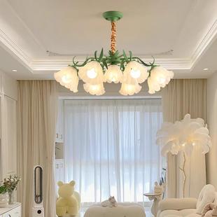 法式 奶油风灯具餐厅卧室灯 田园客厅灯吊灯创意网红铃兰花朵灯美式