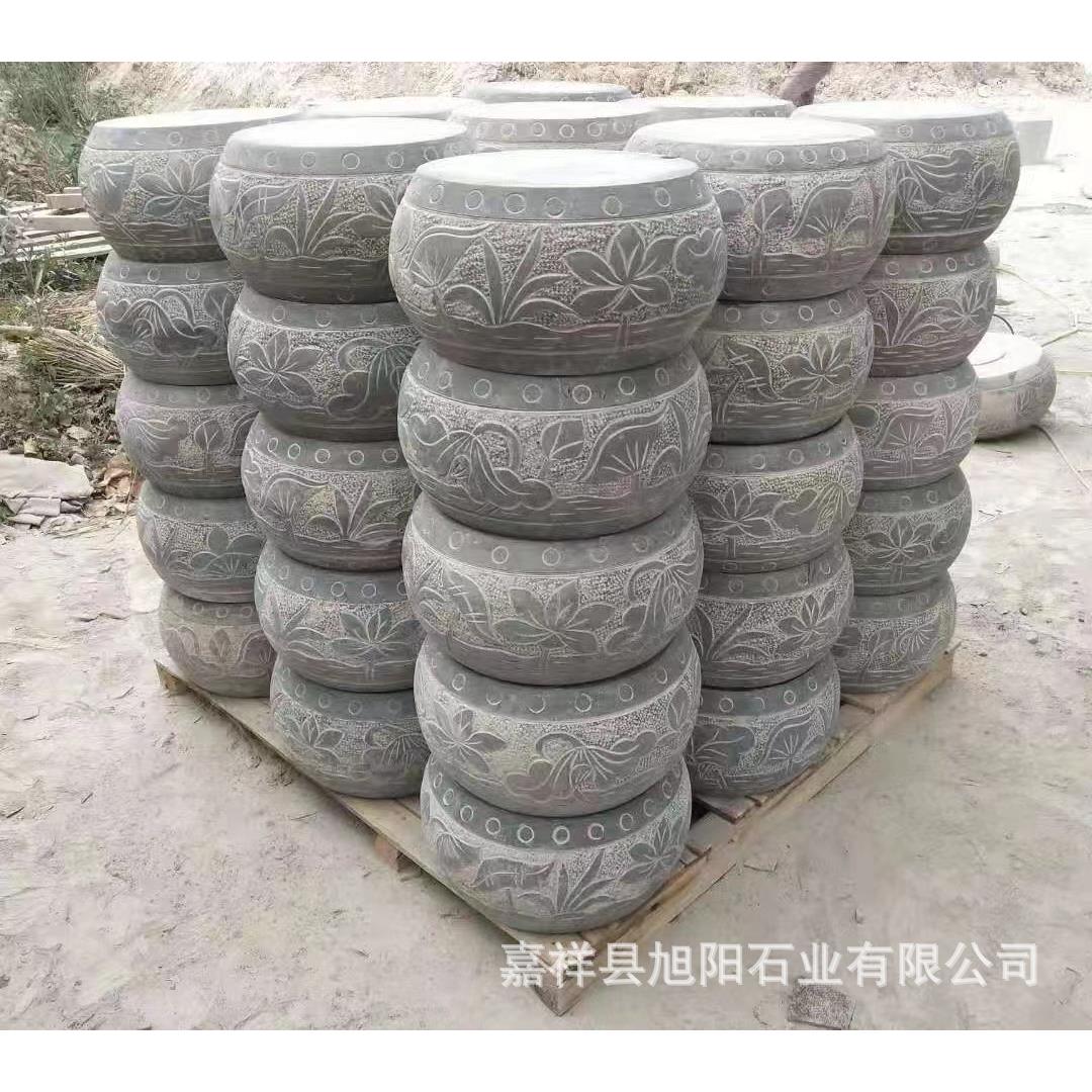 花盆石柱墩底座 垫基石柱脚石木柱装饰石圆墩空心石柱础柱墩石